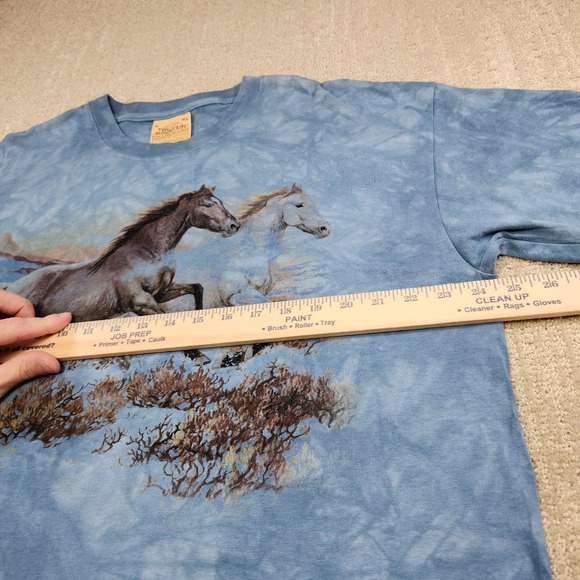 Vintage The Mountain Shirt Adult XL Tie Dye Horse Nature Tee Y2K Blue USA - Picture 4 of 8